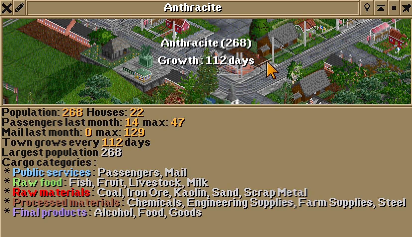 A screenshot of a town growing under Renewed Village Growth