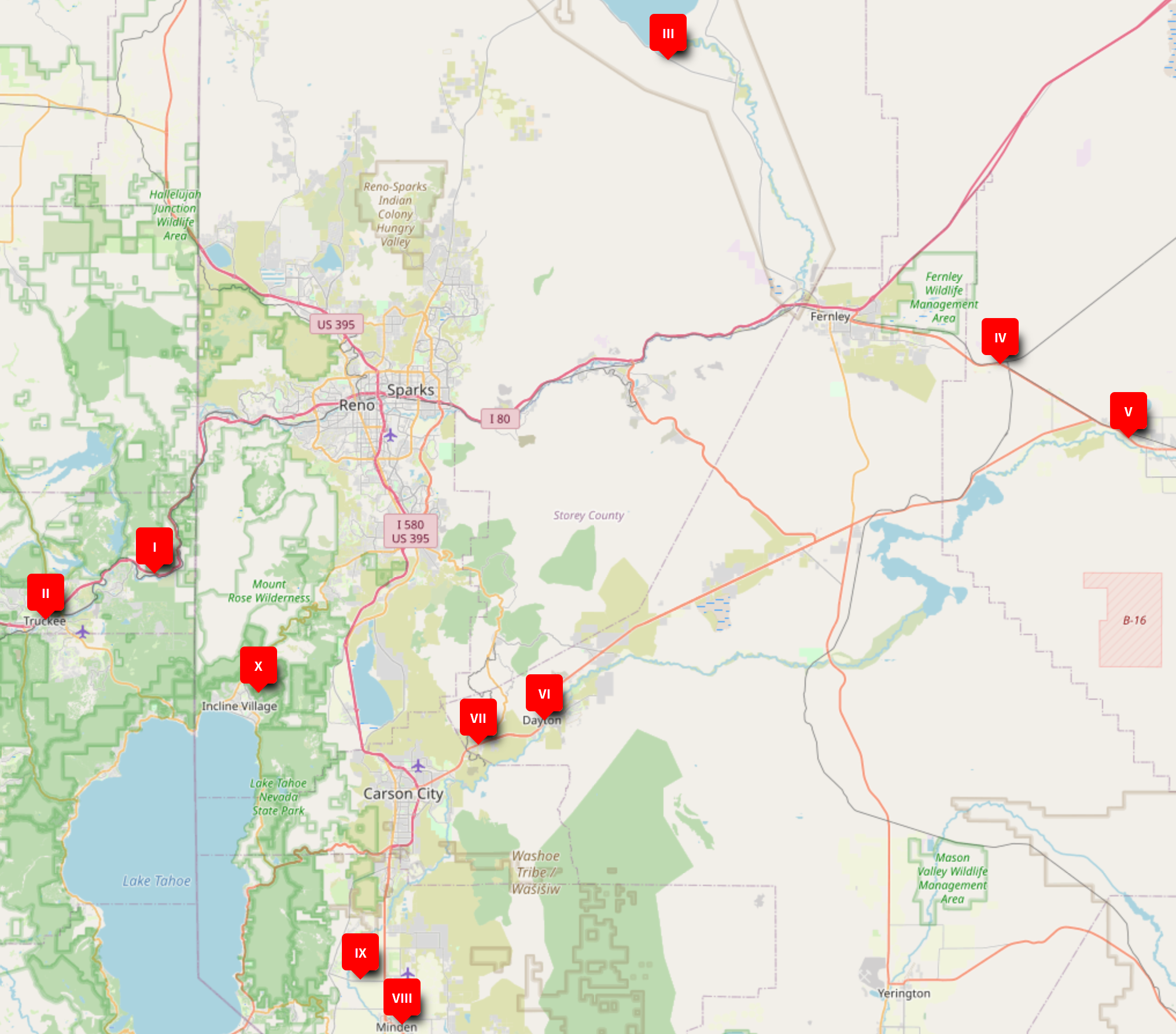 A Map of the Reno Area